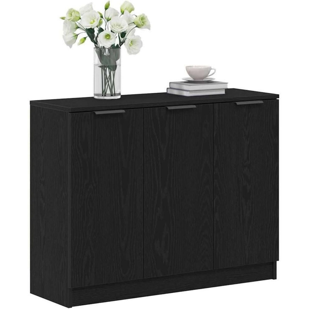 Credenza da soggiorno con ante in legno massello nero