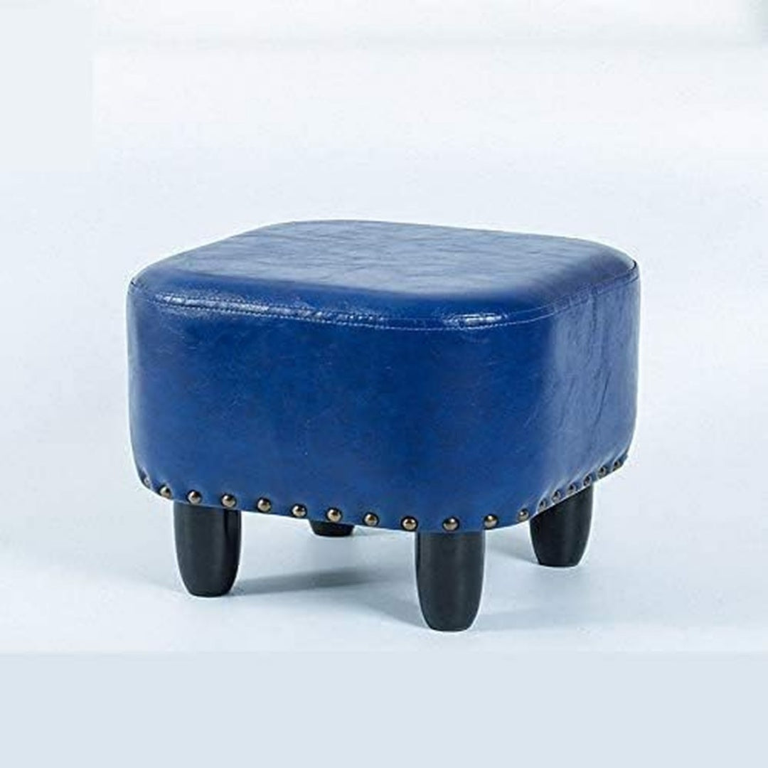 Ottomane con poggiapiedi in legno massello blu