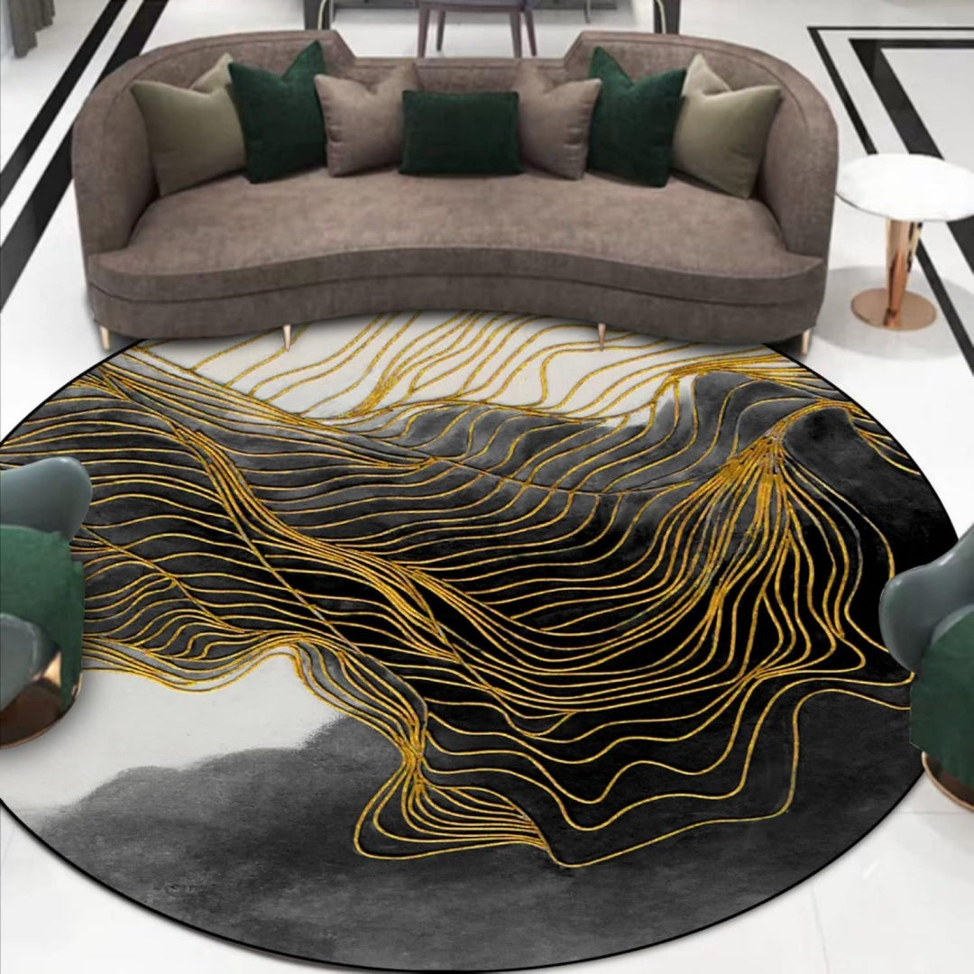 Arredo per soggiorno Tappeto Rotondo Soggiorno Camera Letto nero
