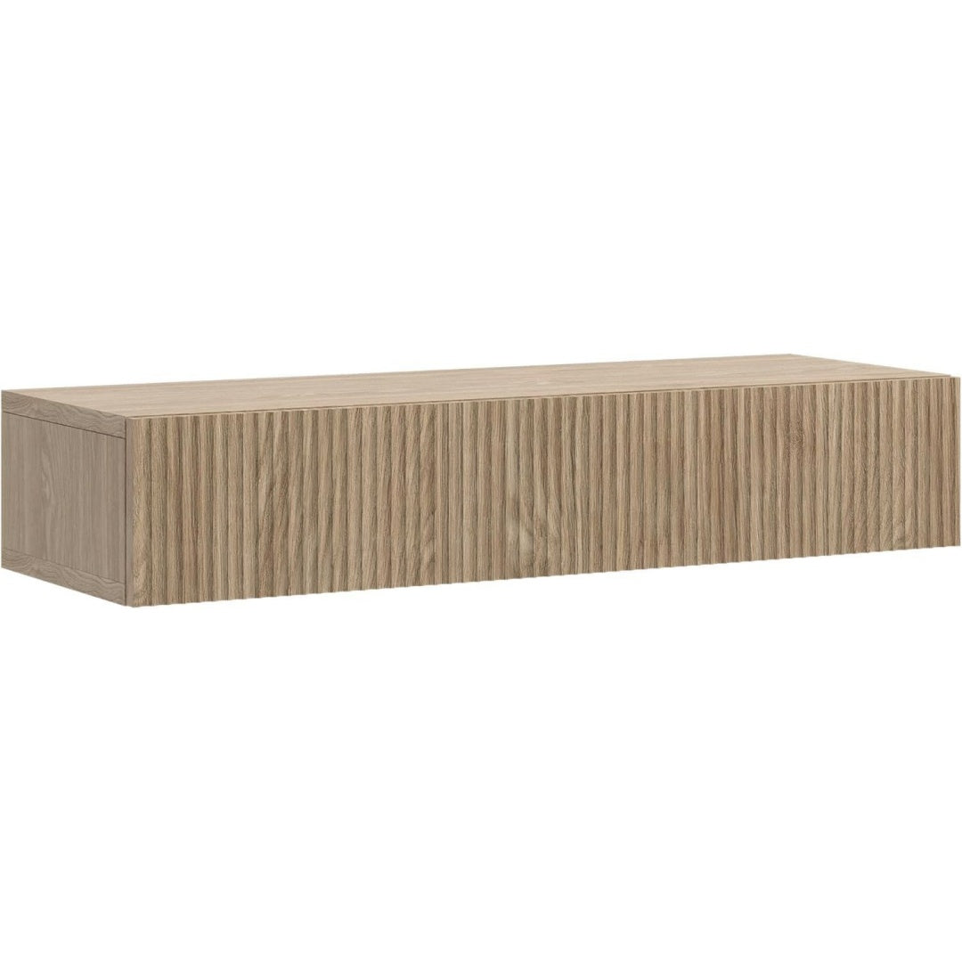 Seduta imbottita con cassetti in MDF rovere