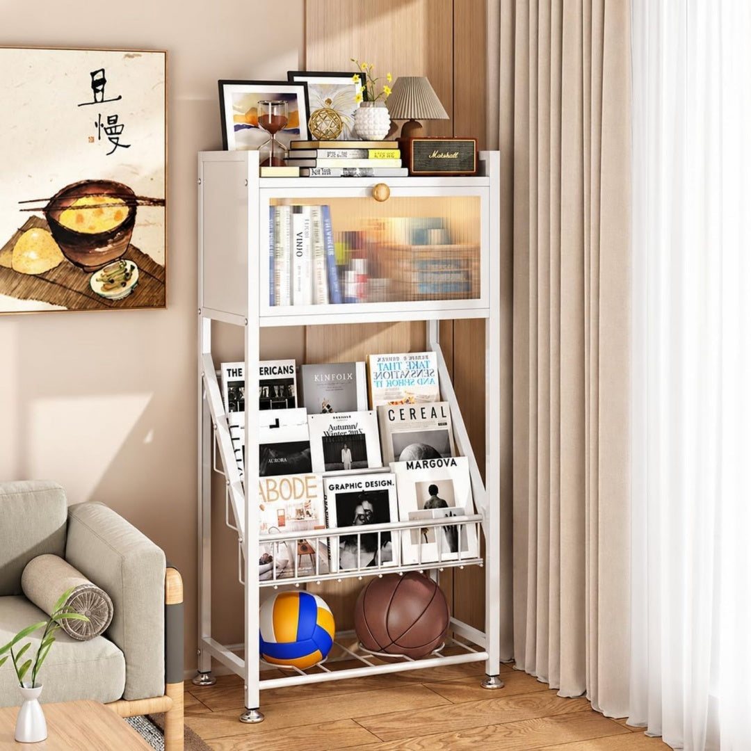 Libreria contenitore con ante su ruote bianco